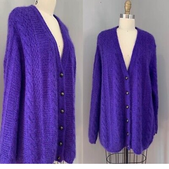 Vintage purple oversized United colors of Benetton mohair blend cardigan